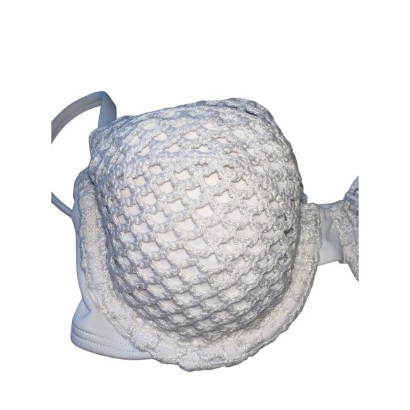 Shade & Shore Womens Bikini Crochet Swim Top Off-White Underwire Adjustable 34B - Picture 6 of 6